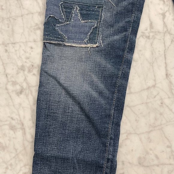 Polo Ralph Lauren Girls Blue Waverly Straight Star Patch Raw Hem Jeans Size 12 - Picture 4 of 8